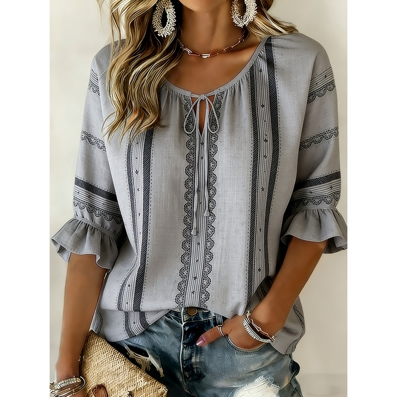 Tie Front Shirt - Plus Size Women's Summer Dress with