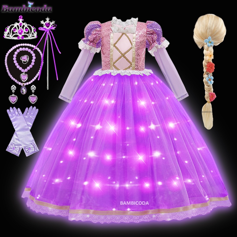Princess Rapunzel  LED Light U - Summer Clothing For Kids Girls review and price