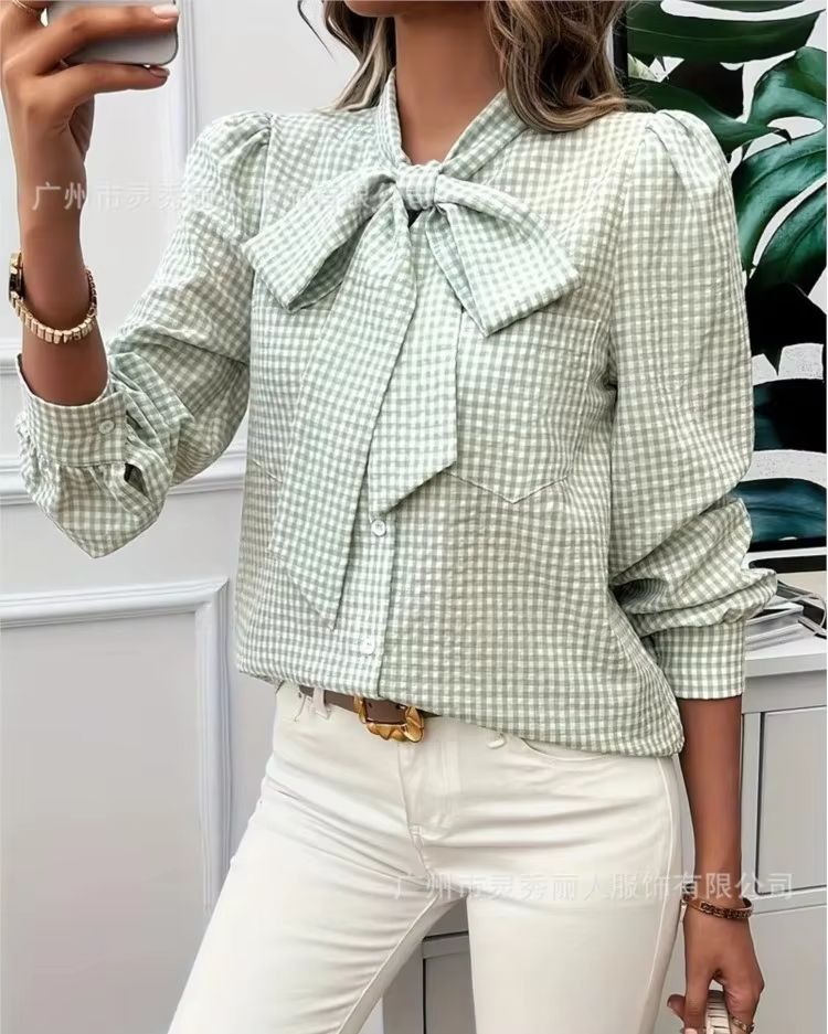 Women's Spring Casual Checkere - Tie Front Shirt review and price