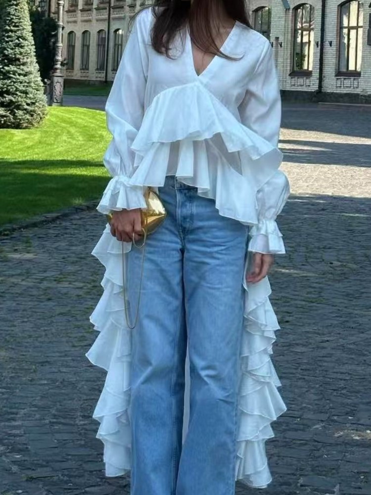 Fashion Ruffles Long Shirt Top - Summer Clothing Holiday review and price