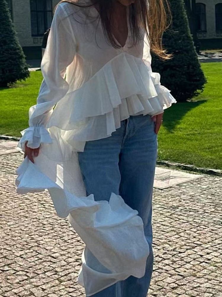 Fashion Ruffles Long Shirt Top - Summer Clothing Holiday review and price