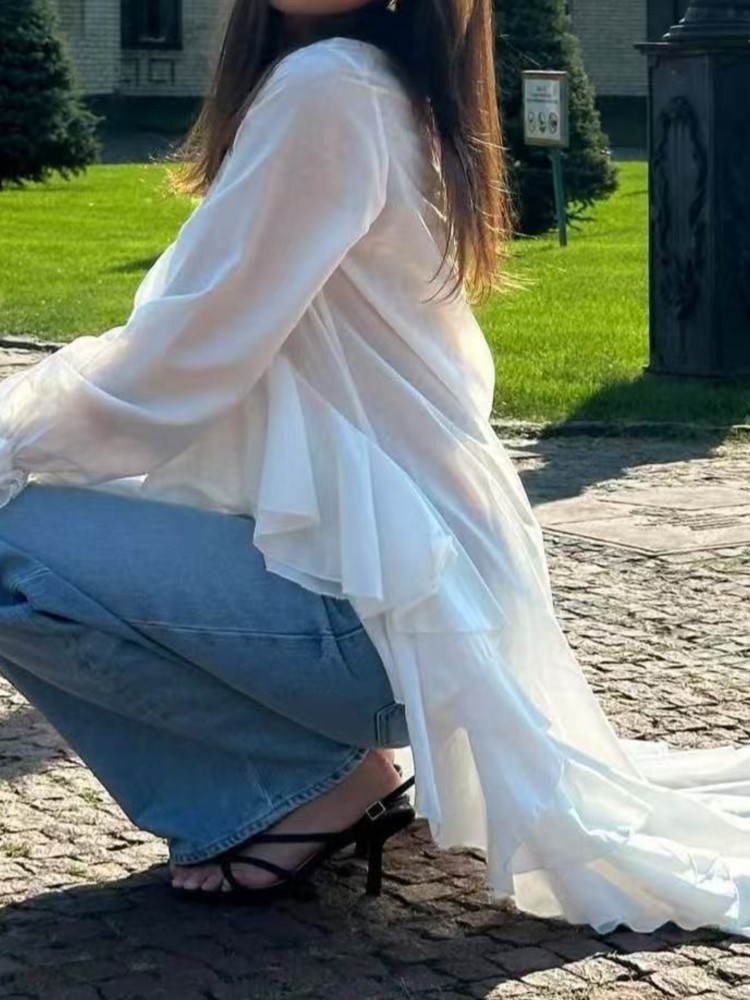 Fashion Ruffles Long Shirt Top - Summer Clothing Holiday review and price