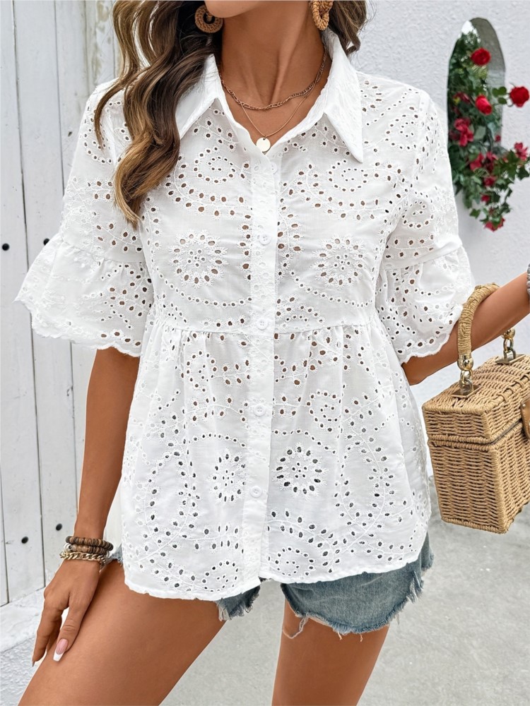 White Lace Hook Flower Hollow  - Summer Clothing Holiday review and price
