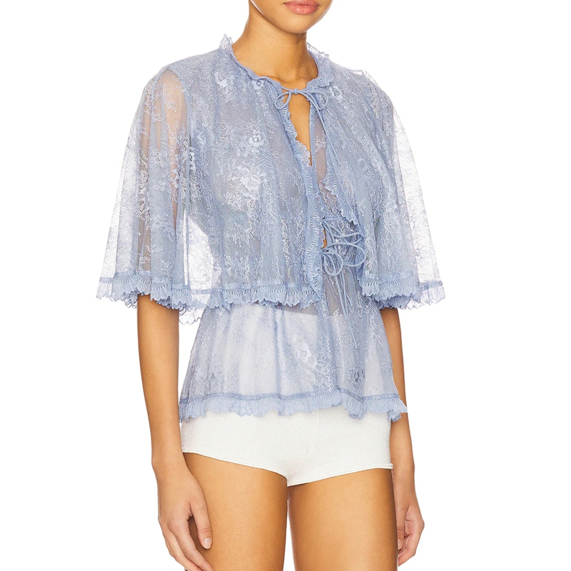 Women's Elegant Sheer Floral L - Tie Front Shirt review and price
