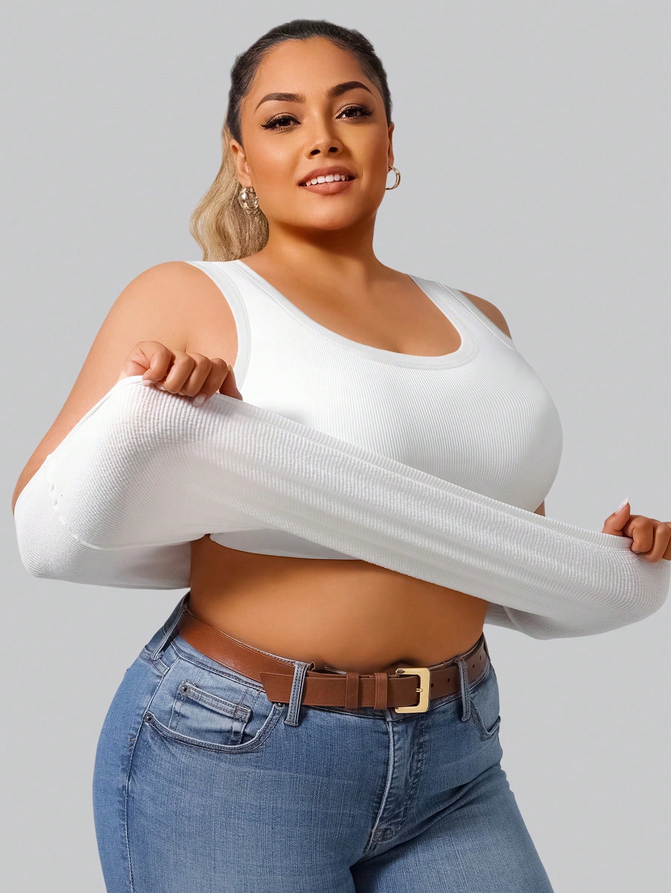 Plus Size Women's Solid Ribbed - Summer Upf Clothing review and price