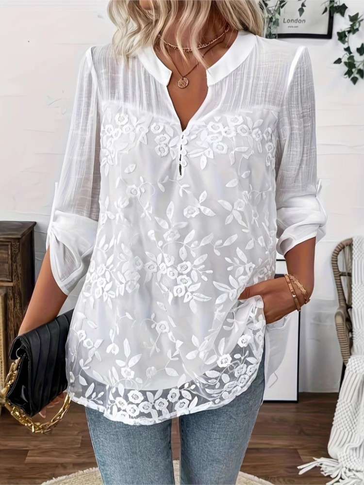Fashion White Lace Shirt Top F - Summer Clothing Holiday review and price