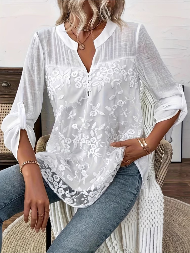 Fashion White Lace Shirt Top F - Summer Clothing Holiday review and price
