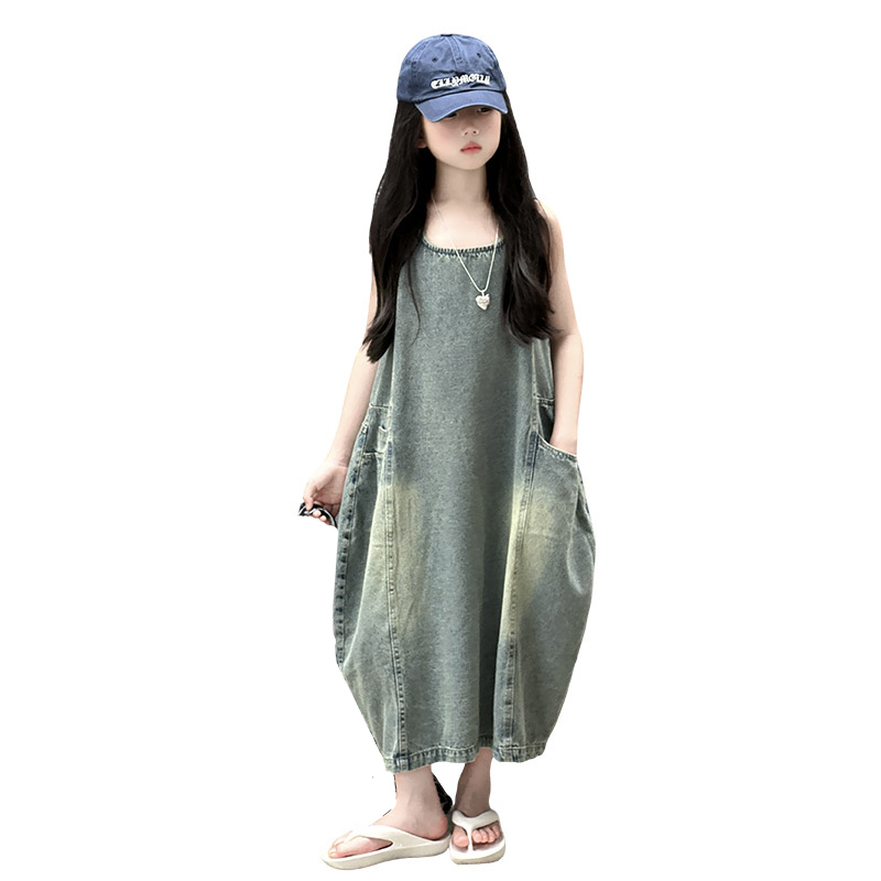 Vintage Blue Children Girls Hi - Summer Clothing For Kids Girls review and price