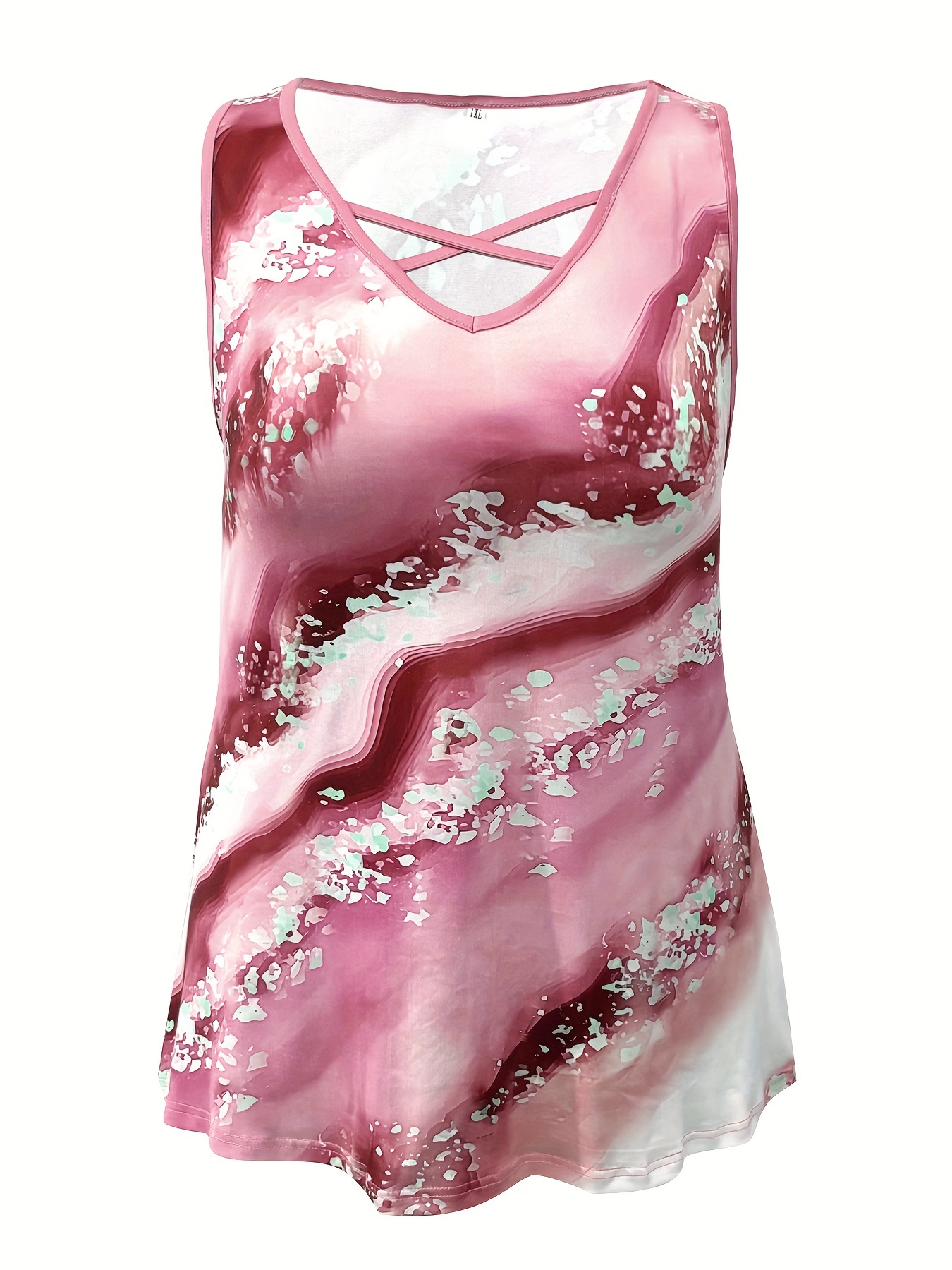 Plus Size Marble Print Tank To - Summer Upf Clothing review and price