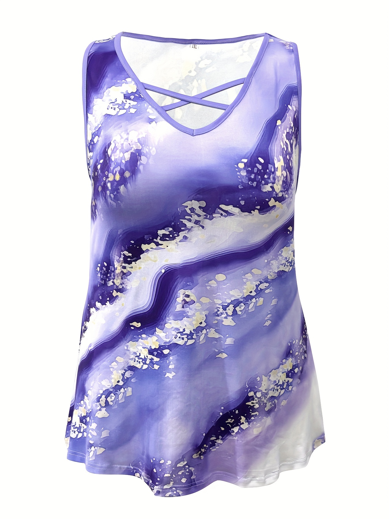Plus Size Marble Print Tank To - Summer Upf Clothing review and price